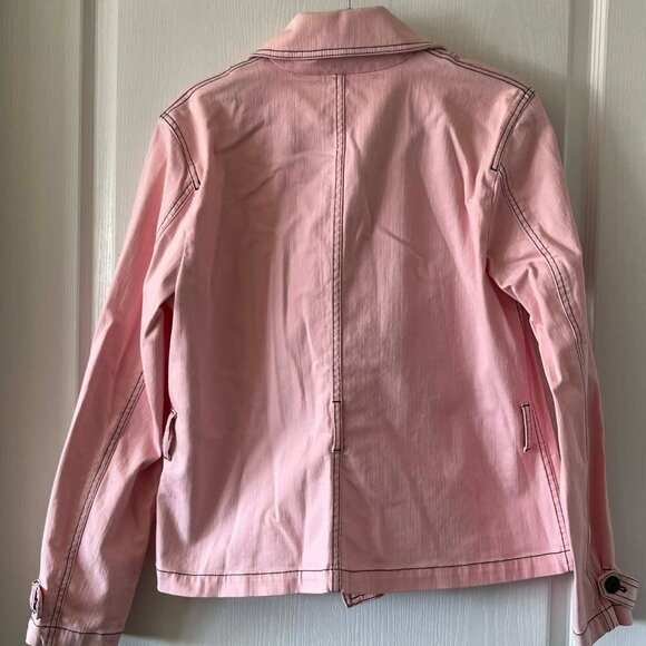 Ralph Lauren Jeans Co. Pink Double Breasted Denim Jacket without Belt size XL - Picture 5 of 7